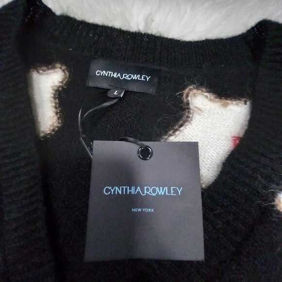 Cynthia Rowley Intrasia Womens Mohair Wool Blend Floral Cardigan Sweater L - Picture 4 of 16